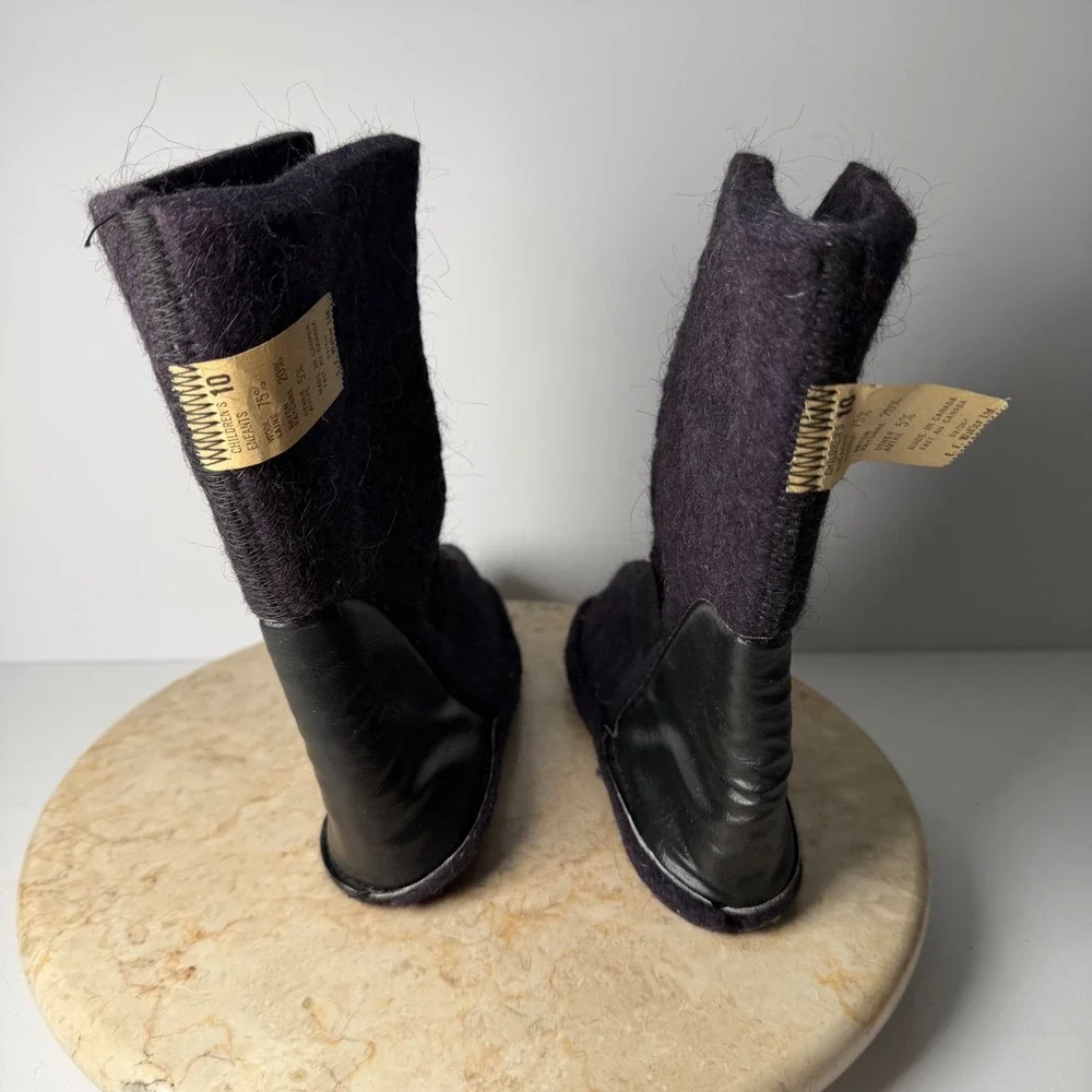 E. F. Walter Ltd Wool Boot Liners Kids 10 Purple Felted Made in Canada Vintage